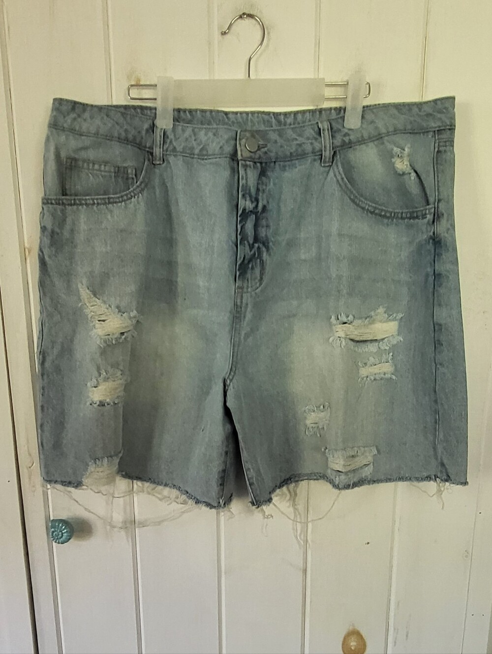 Ultra High Rise Distressed Cut Off Cotton Denim Jean Shorts